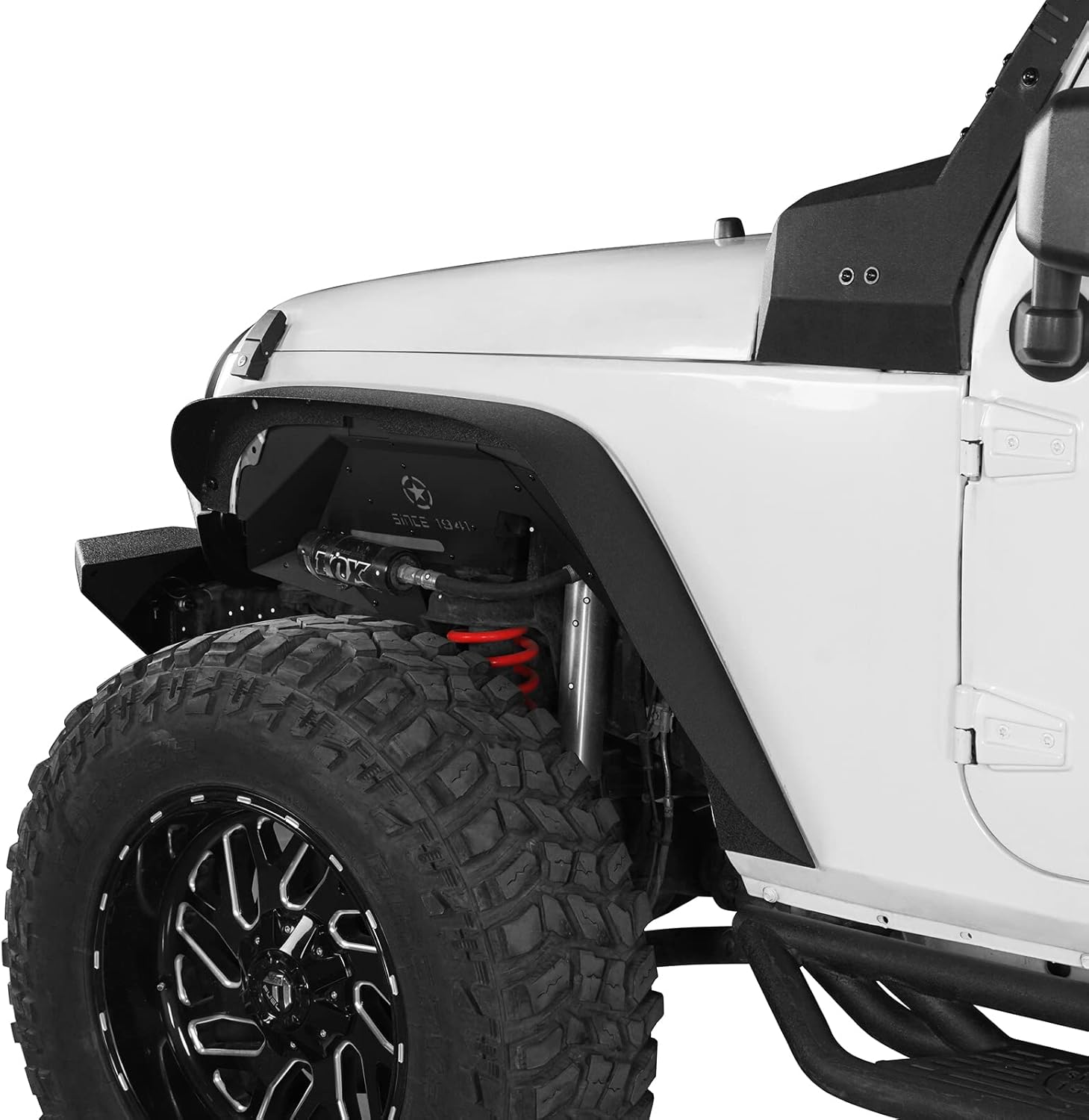 Hooke Road for Jeep JK Flat Fender Flares, Front & Rear Steel Wheel Flares Liner for 2007-2018 Jeep Wrangler JK & Unlimited - 4PCS Set