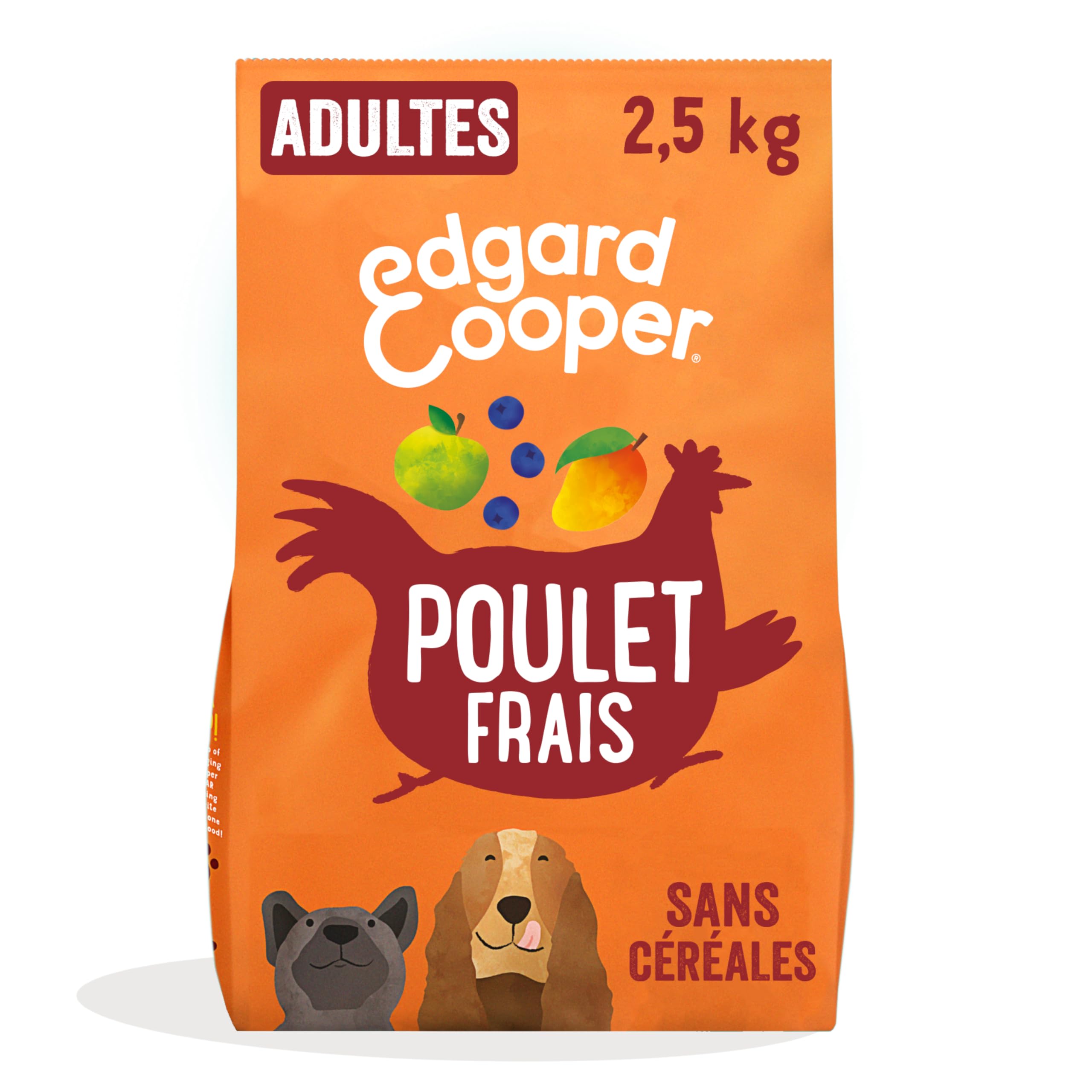 Edgard & Cooper Crocchette Cane, (Pollo Fresco, 2,5 kg) Senza Cereali, Carne fresca e proteine di qualità, Ingredienti reali per cani, Ipoallergenico, Senza zuccheri aggiunti