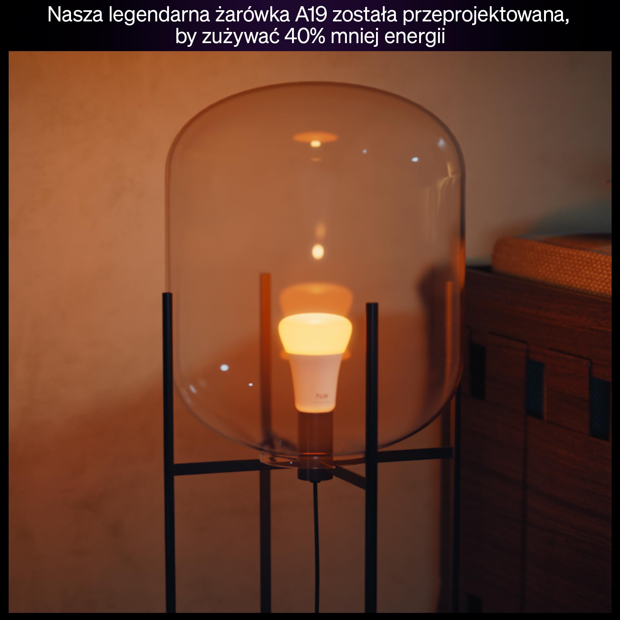 Żarówka Philips Hue Smart LED A60, White and Color Ambiance, trzonek E27, 6 W, pełne spektrum światła 1000K–20000K, 810 lumenów, przyciemn, działa z Alexa, Google Assistant i Apple Home, op. 2 szt.