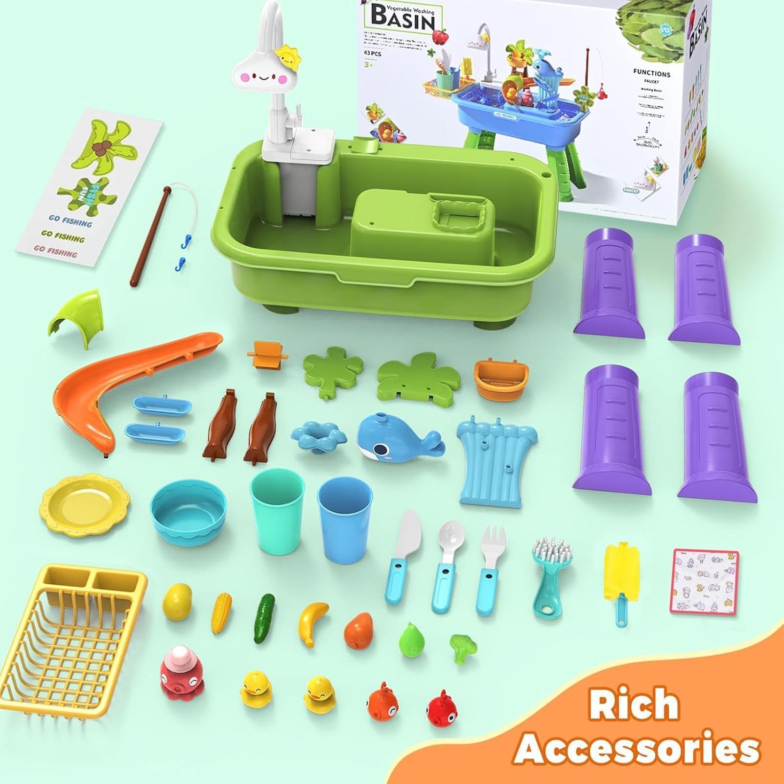 Kinder Spielwaschbecken mit fließendem Wasser Elektrischer Lustiger | Küchenwaschbecken Spielzeuge Für Und Mädchen, Zuhause, Garten, Kita, Kindergarten, Ki