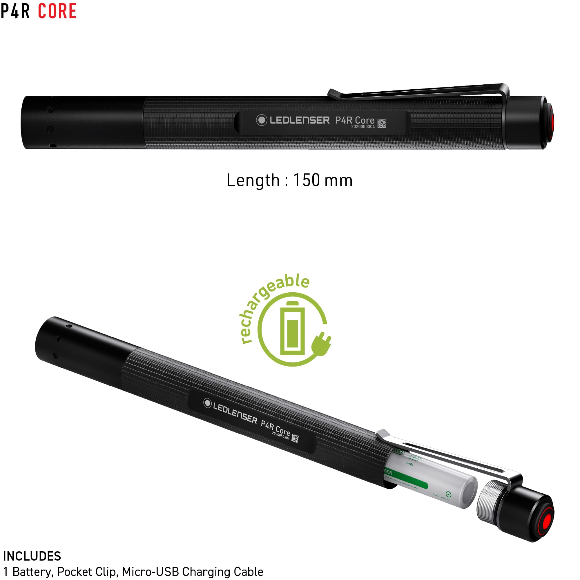 Linterna Ledlenser P4R Work Tipo Bolígrafo – Recargable Por USB Magnético, 170 Lúmenes, Enfoque Ajustable, 100 M De Alcance, Clip Y Cable Incluidos