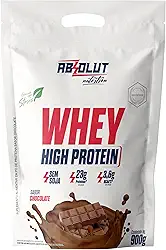Absolut Nutrition, Whey high protein, 23 gramas de proteína, adoçado com stevia, Sabor chocolate, Pouch, 900 gramas