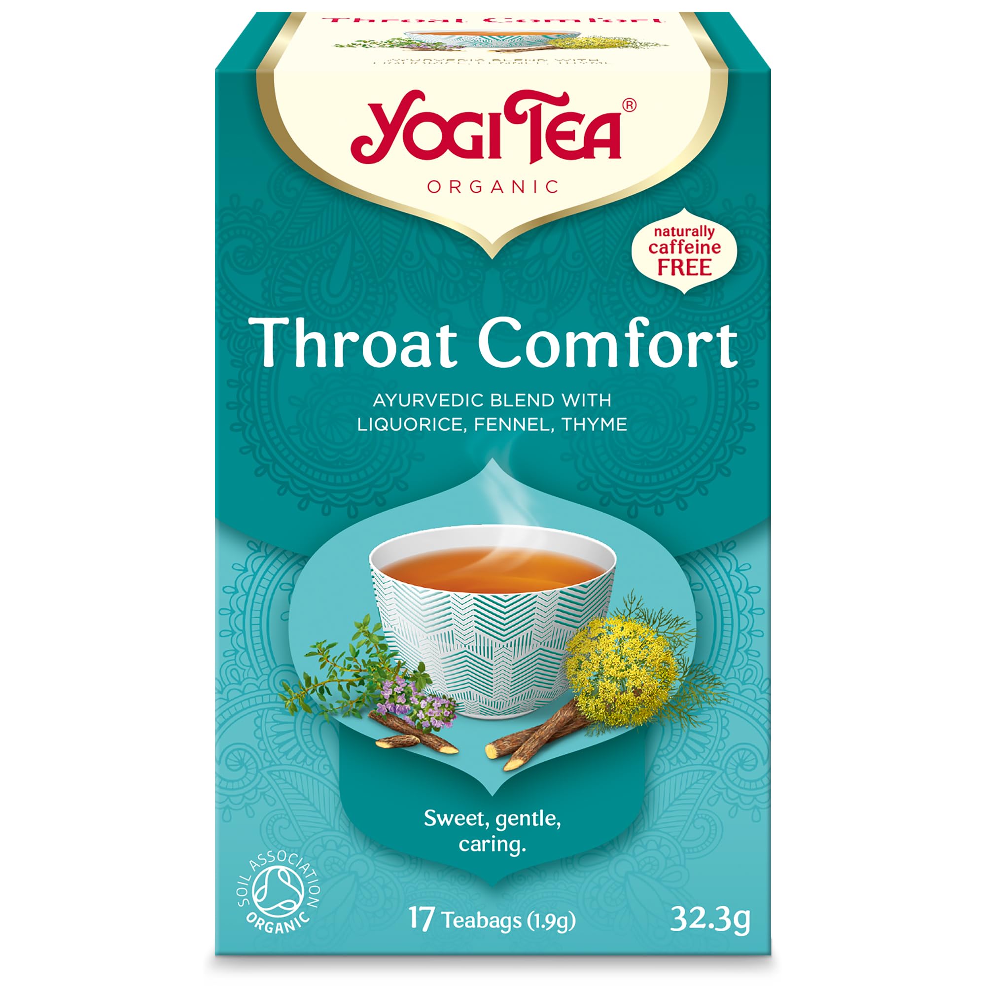Yogi Tea, Throat Comfort, Organic Herbal Tea, Naturally Caffeine Free, Blend of Liquorice, Fennel and Thyme, 17 Tea Bags