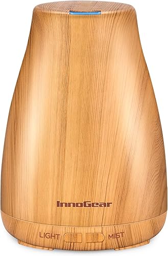 InnoGear - Difusor de aceites esenciales de aromaterapia 250 ml humidificador de vapor frío con luces Led de 7 colores y apagado automático sin agua InnoGear - Difusor de aceites esenciales de aromaterapia 250 ml humidificador de vapor frío con luces Led de 7 colores y apagado automático sin agua