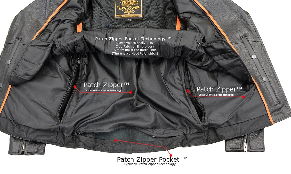 Milwaukee Leather LKL2710 Womens Classic Black Braided Motorcycle Jacket with Studded Back — view 4