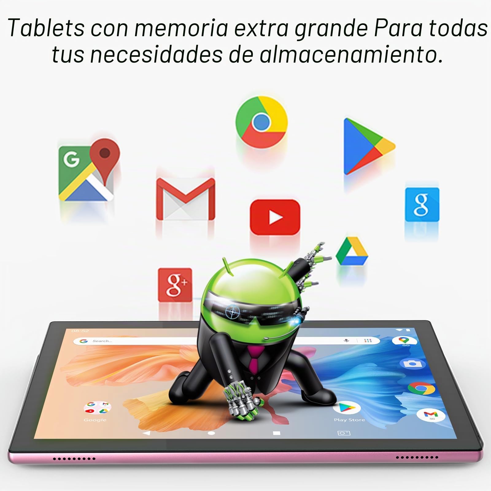 Tableta de 10 pulgadas con teclado 2 en 1 Android 14 Incluye estuche ratón lápiz capacitivo Batería de 6000mAh 8GB+64GB/1024GB Expandible Tableta de 10.1", cámara dual, tableta WiFi Bluetooth PC (Rosa