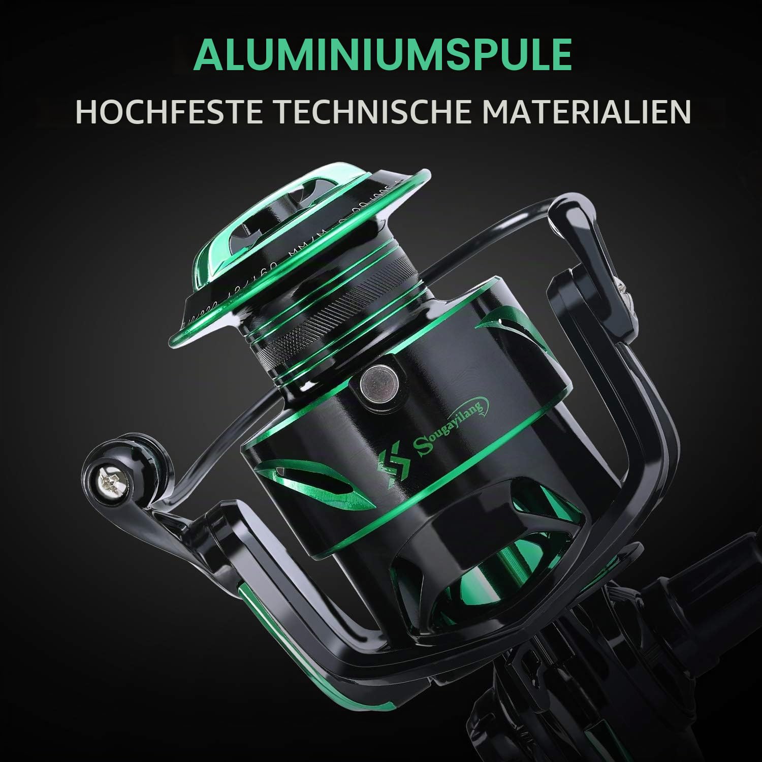 Sougayilang Spinning Angelrolle Leichtgewicht 6,2: 1 Hochgeschwindigkeits-Übersetzungsverhältnis mit 12 + 1 rostfreier BB- und CNC-Aluminiumspule für das Süßwasser- und Salzwasserfischen