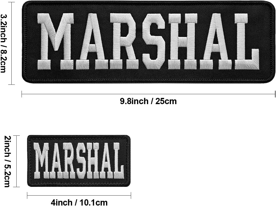 2Pcs Marshal, Officer Public Safety Badge Hook and Loop for Officer Uniforms, Vests, Jackets and Hats, Black