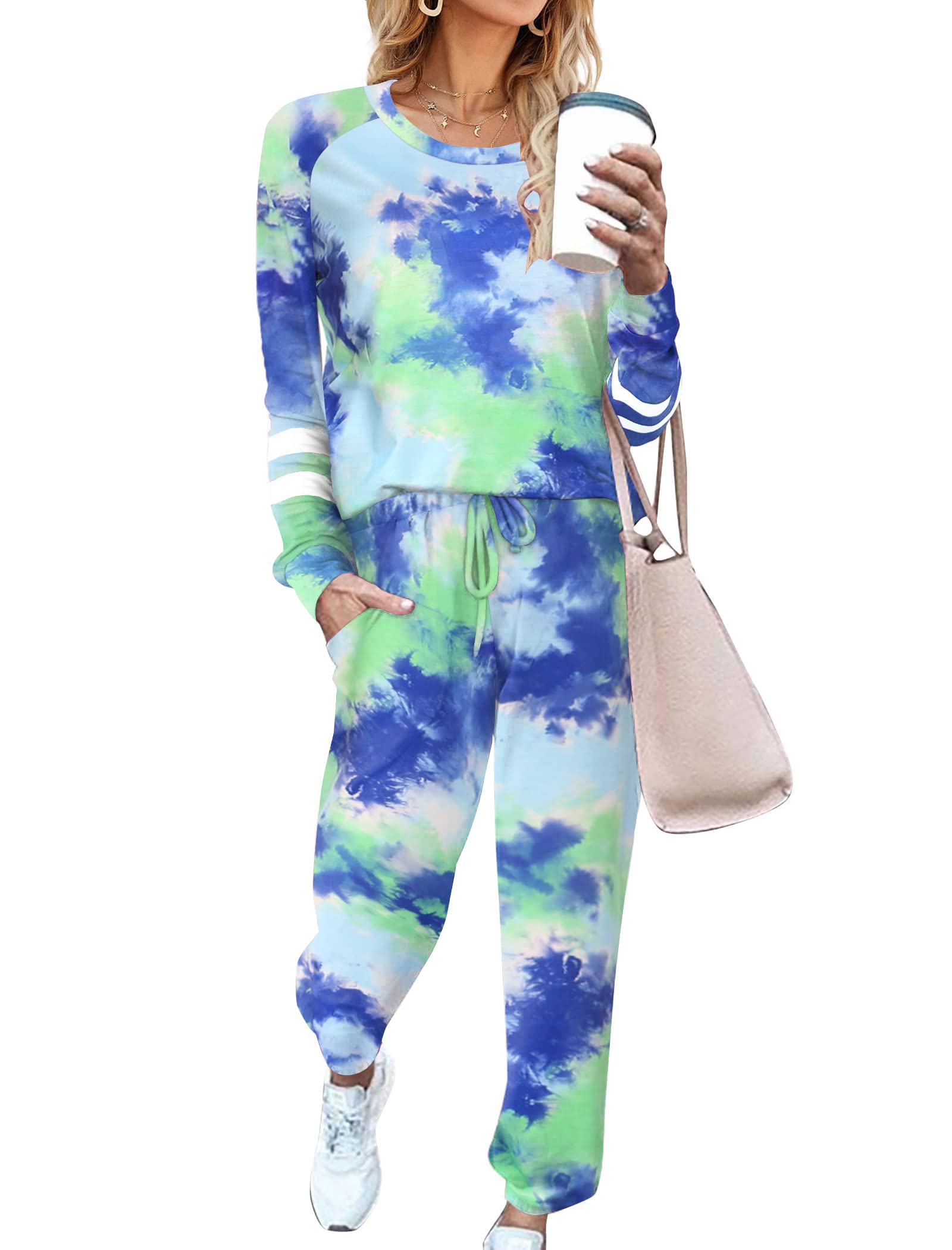 Ekouaer Sweatsuits Womens Loungewear Set Tracksuit Long Sleeve Pajamas Set