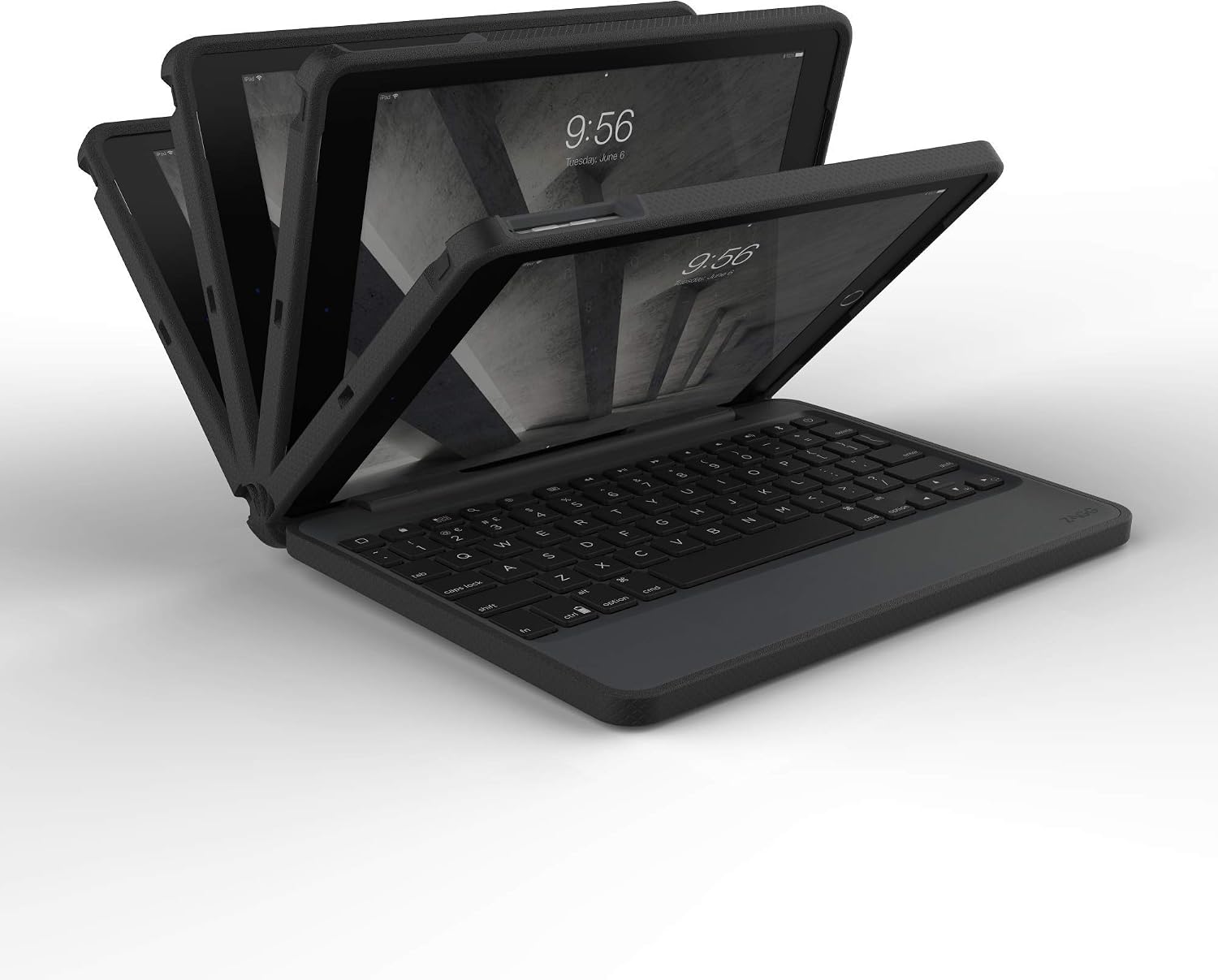 ZAGG Rugged Book Detachable Case and Magnetic-Hinged Keyboard for iPad Air, iPad Air 2, & iPad 9.7 inch, - Multi-Device Bluetooth Pairing, Backlit Keyboard - USB-C to USB-C Cable Included (Black)