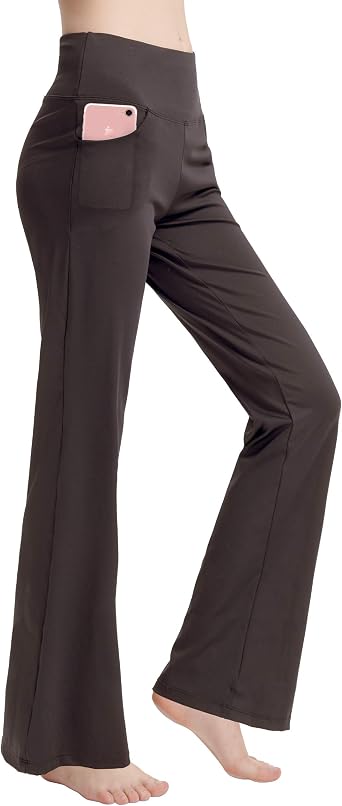 nuveti Womens Bootcut Yoga Pants Tummy Control Workout Non See-Through Bootleg Yoga Pants