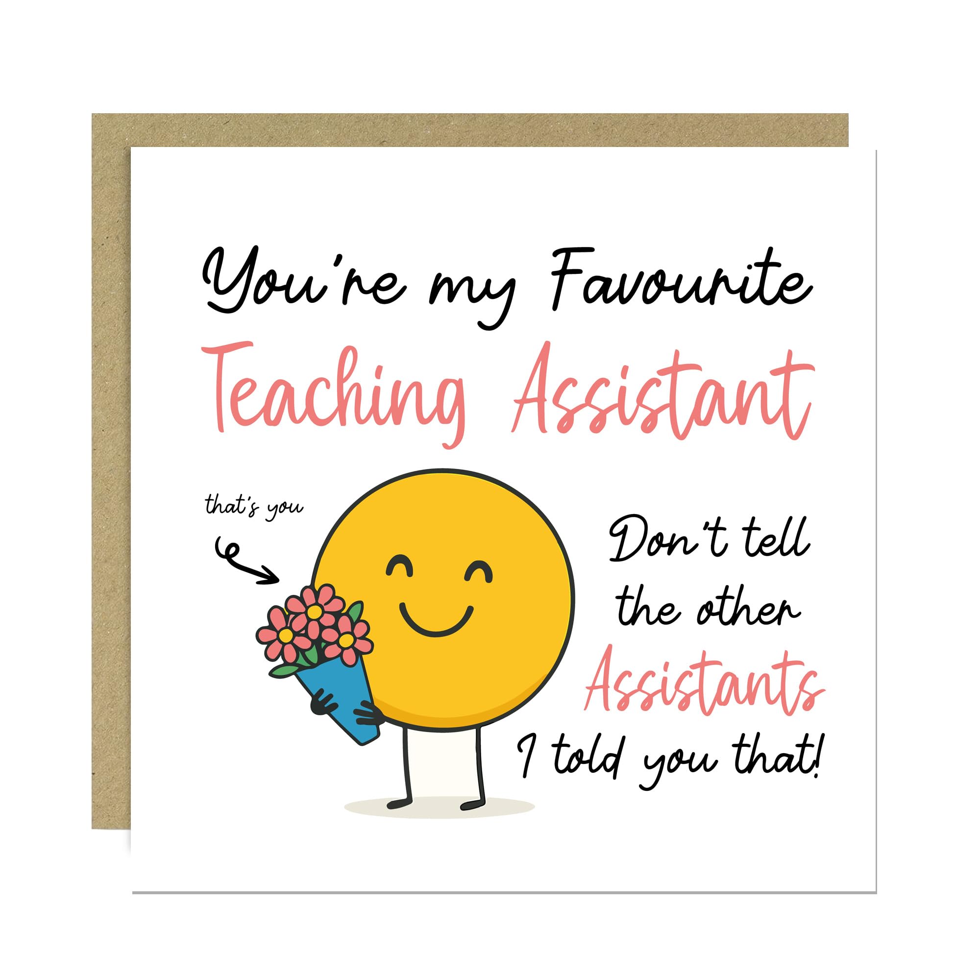 RED OCEAN Best Teaching Assistant Card From Children End of Term Thank You Card For School Nursery TA Teaching Assistants Leaving Cards From Students 145x145mm With Kraft Envelope