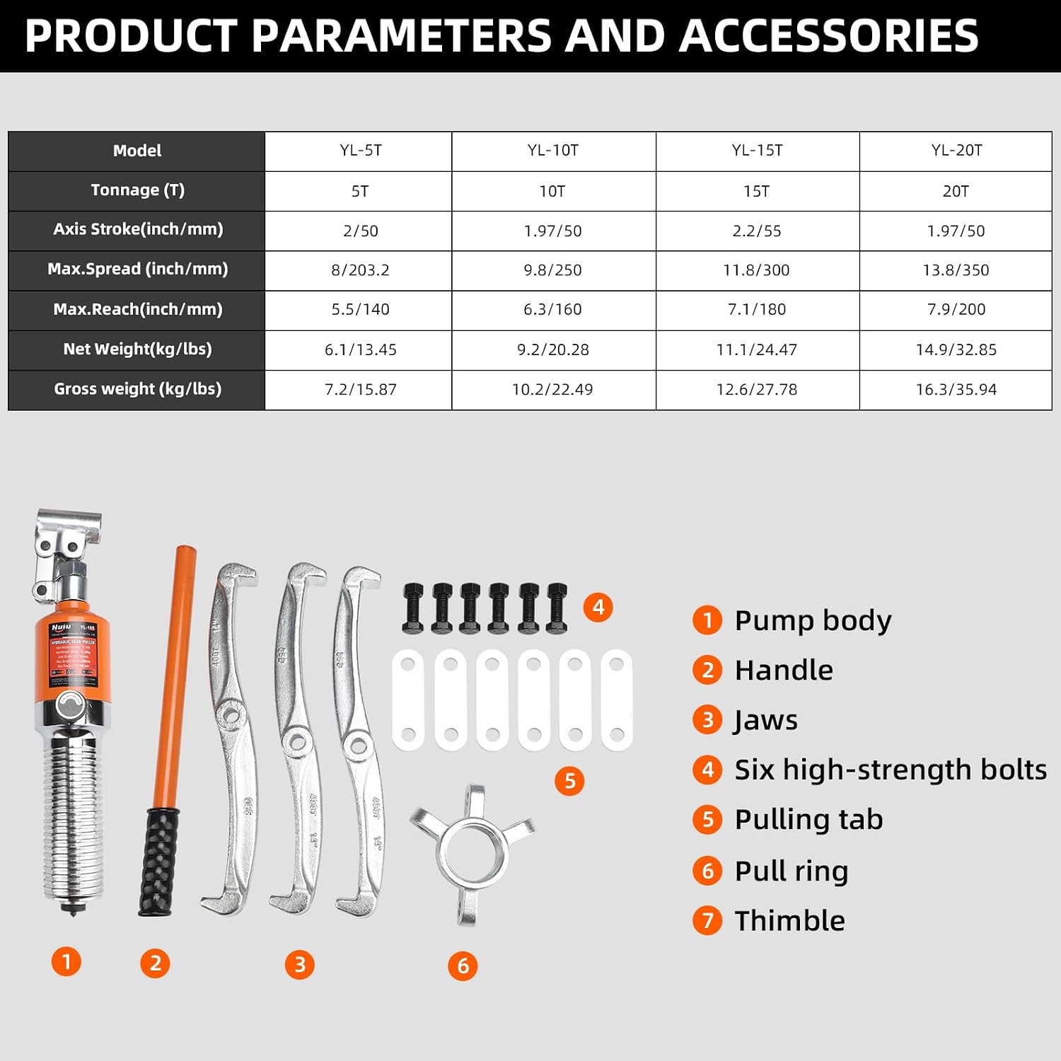 10T Hydraulic Gear Puller, 2/3 Jaw Bearing Puller Kit with 9.8 Inch Spread, Heavy Duty Wheel Hub Separator for Automotive Industrial Machinery Maintenance, Forged Steel, YL-10T