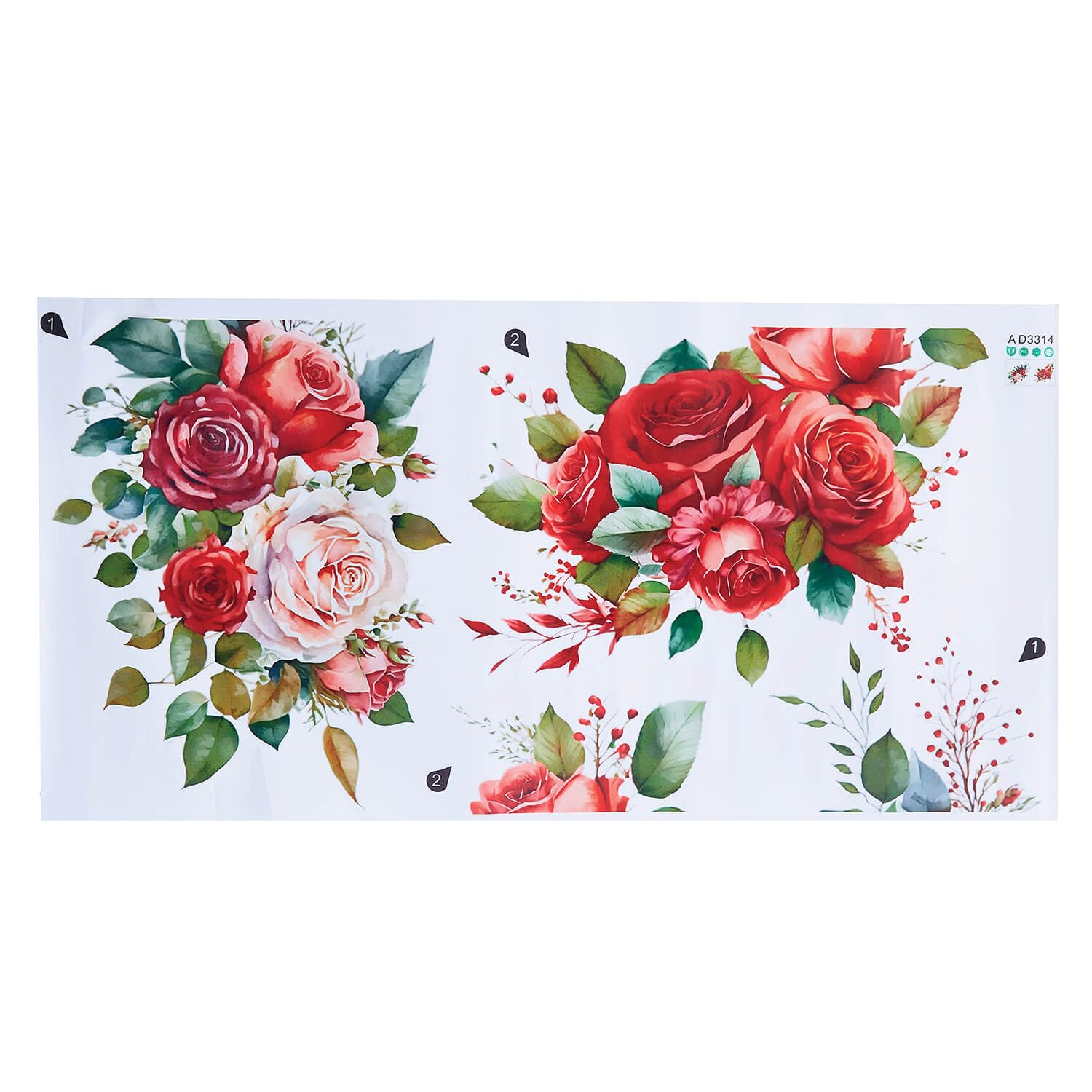 B&Q -  Set Of 2 Rose Toilet StickersEasy To Apply & RemoveFloral Design For Seat Lid & Cistern28X25Cm