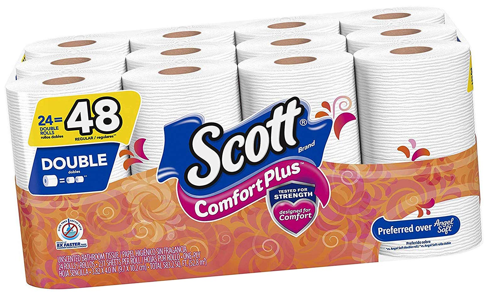 Scott ComfortPlus Toilet Paper, 24 Double Rolls