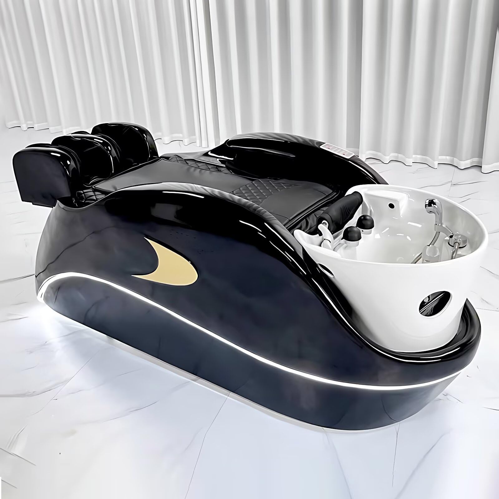 Professionelles Kopf-Spa-Shampoo-Bett – Massageliege mit Intelligenter Ganzkörpermassage, Begasung, Futuristischer, Stimmungsvoller Ambientebeleuchtung, Professionelle Salon-Spa-Ausstattung