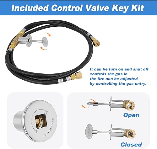 Miniatura 4 de Skyflame Manguera de conexión de gas natural, kit completo de instalación para fogatas NG, desde quemador hasta gas natural, incluye juego de llaves