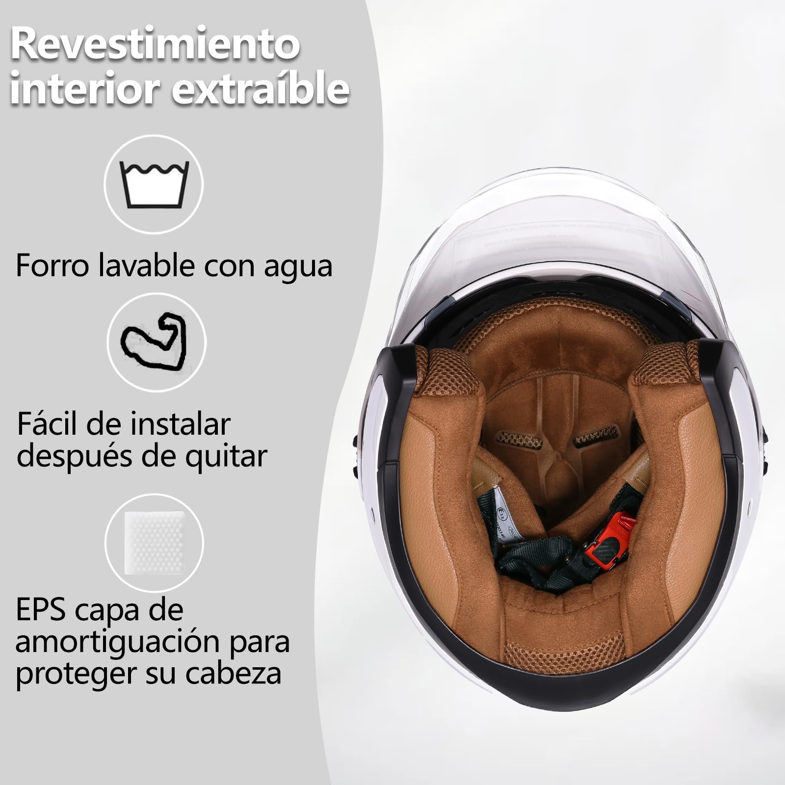 Cascos Moto Jet para Hombre y Mujer Casco de Motocicleta Casco Scooter Doble Visera