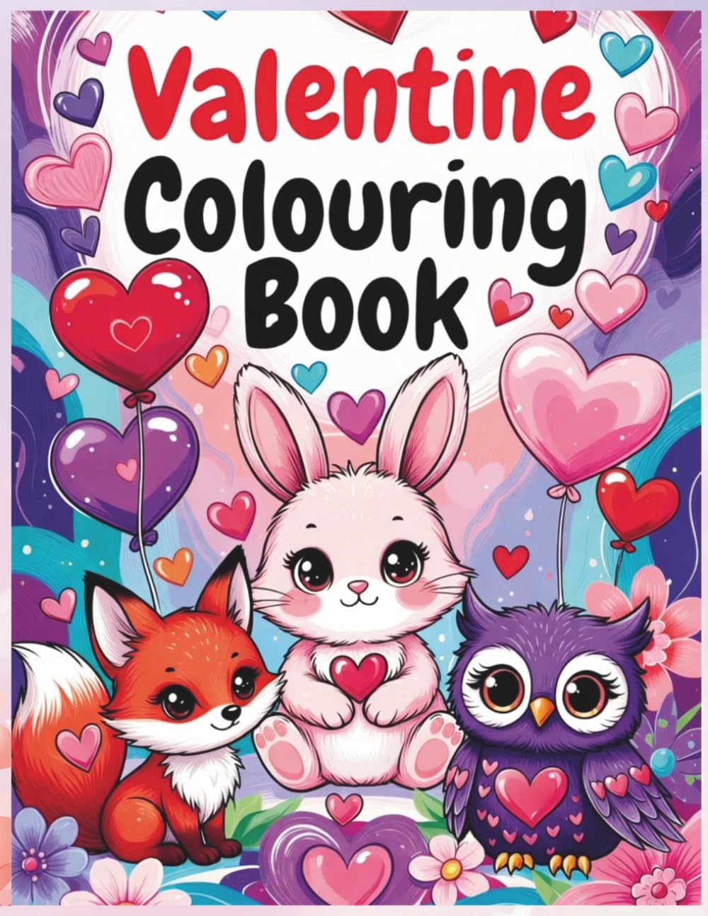 Valentine Colouring Book: 40 Bold and Large Adorable Animals Valentines