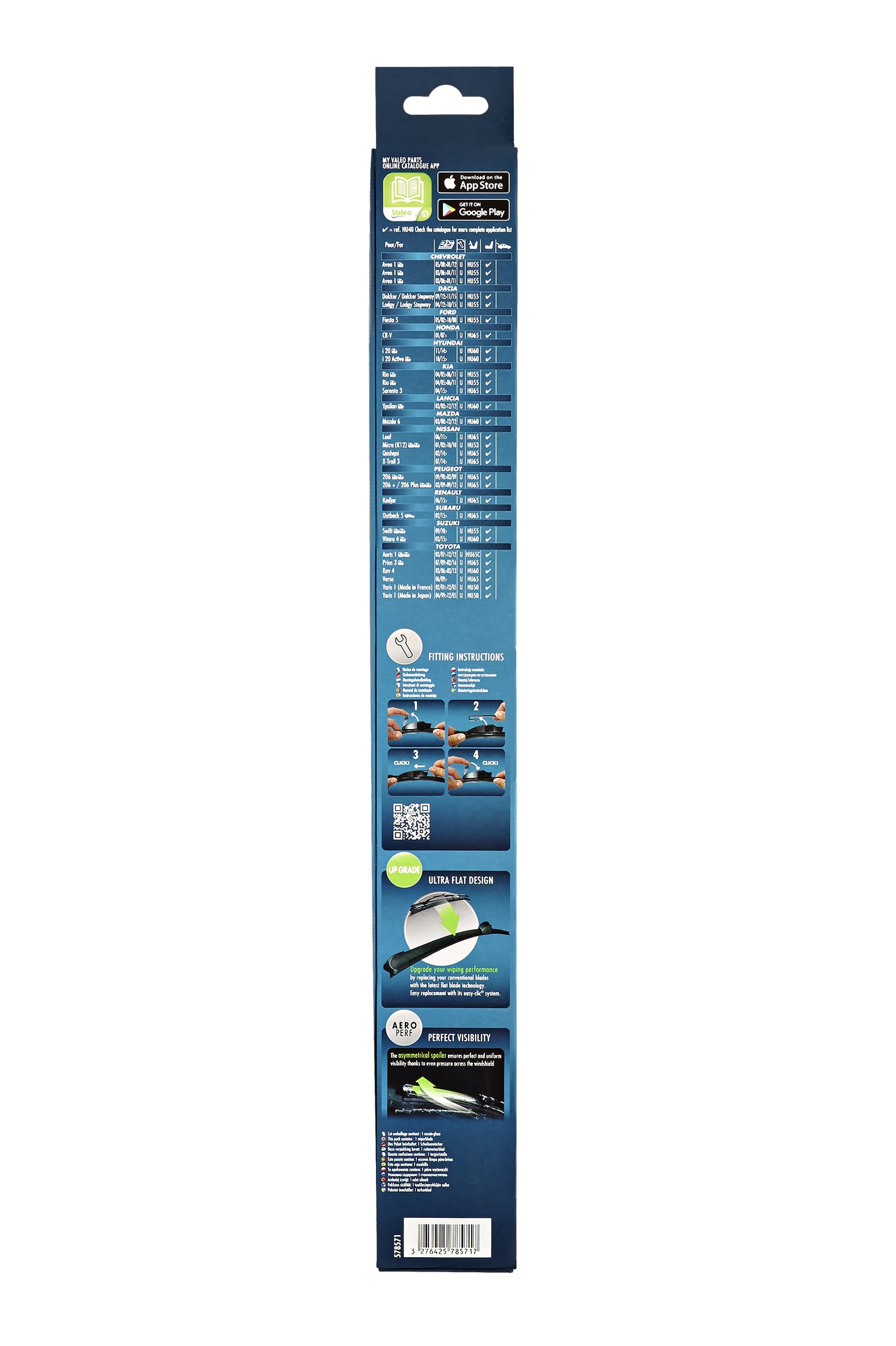 Valeo Hydroconnect Upgrade Silecek Toyota Auris (2009-2012), Chevrolet Captiva (2011 ve sonrası), Dacia Dokker (2015-2021), (400 MM) 578571