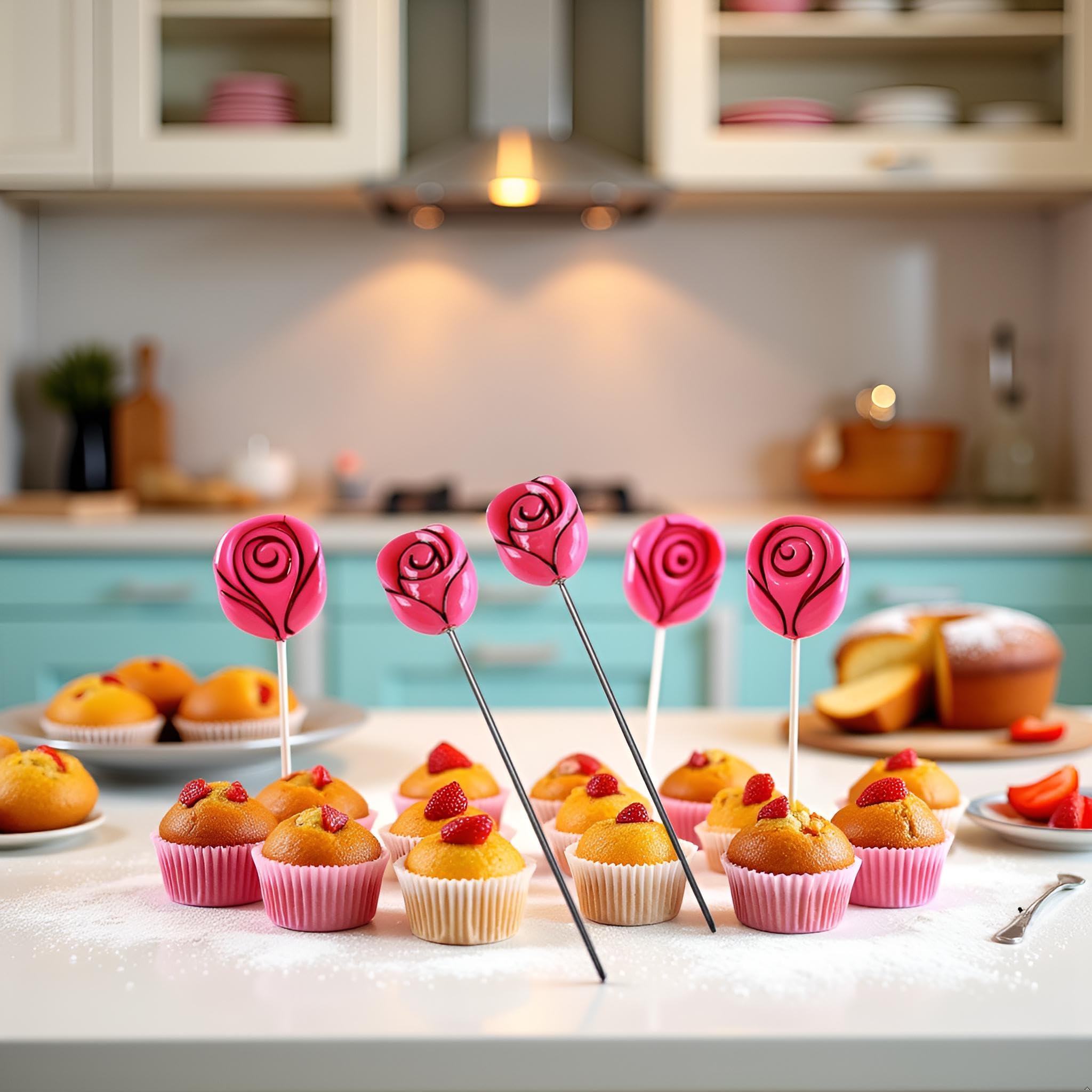 2 pz profondo rosso torta testa ago sonda in acciaio inox riutilizzabile tester per torte rivelatore di cottura, panetteria per la casa per torte fai da te spiedo pane spiedo muffin torta test cucina