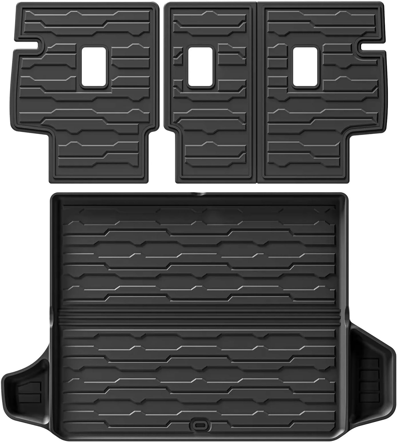 Rear Cargo Mat For GMC For Terrain For Chevy For Equinox 2018-2024 For Cargo Liner Trunk Mat Protective BackrestMat TPE Waterproof Black Car Boot Mat