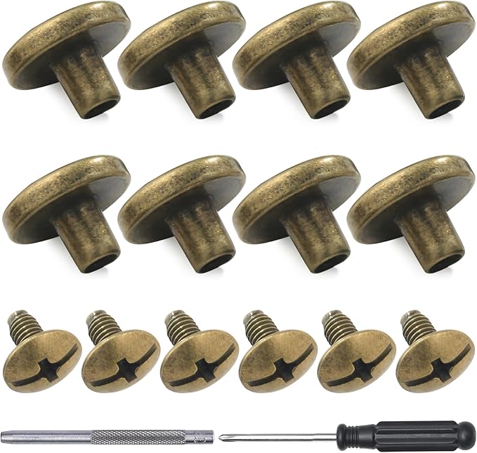 6-Pack Brass D-Rings With Screw Posts - Purse & Leather Repair Kit