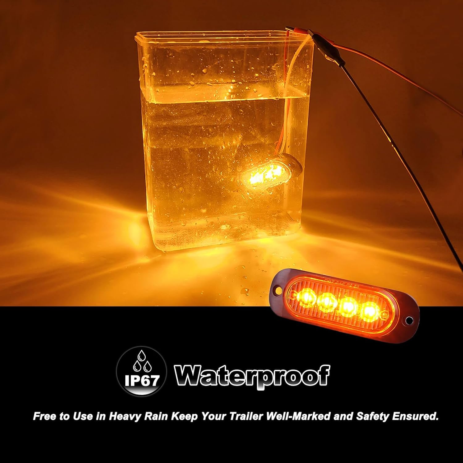 3.4 Inch Trailer Marker Lights Amber LED Clearance Side Marker with Durable Aluminum Housing Surface Mount Design IP67 Waterproof for Pickup Truck Tractor Van RV Camper Motorhome 10Pcs