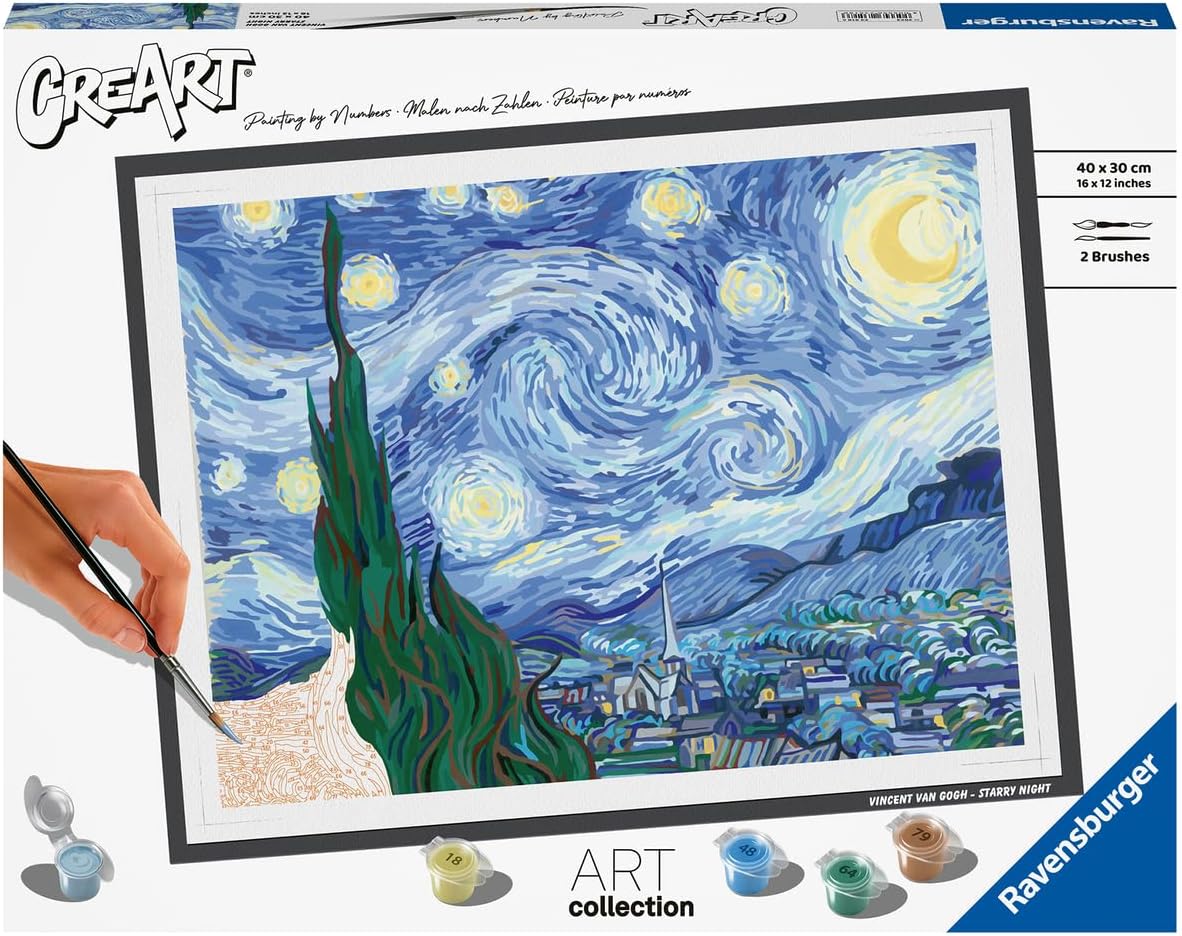 Ravensburger Van Gogh: The Starry Night Paint by Numbers Kit for Adults - 23518 - Painting Arts and Crafts for Ages 14 and Up image 2