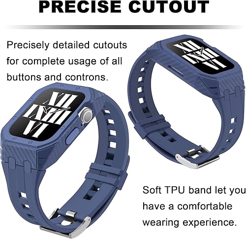 Miniatura 5 de Correa para Apple Watch de 1.772 pulgadas con pulseras, funda protectora completa resistente y correa de muñeca suave para hombres y mujeres, bandas