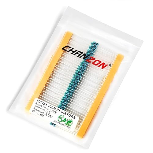 Vista 389 de Chanzon 100pcs 1/4W (0.25W) 33K Ω ohmios Resistencia fija de película metálica 0.01 ±1% Tolerancia 33KR MF Resistencias de orificio pasante