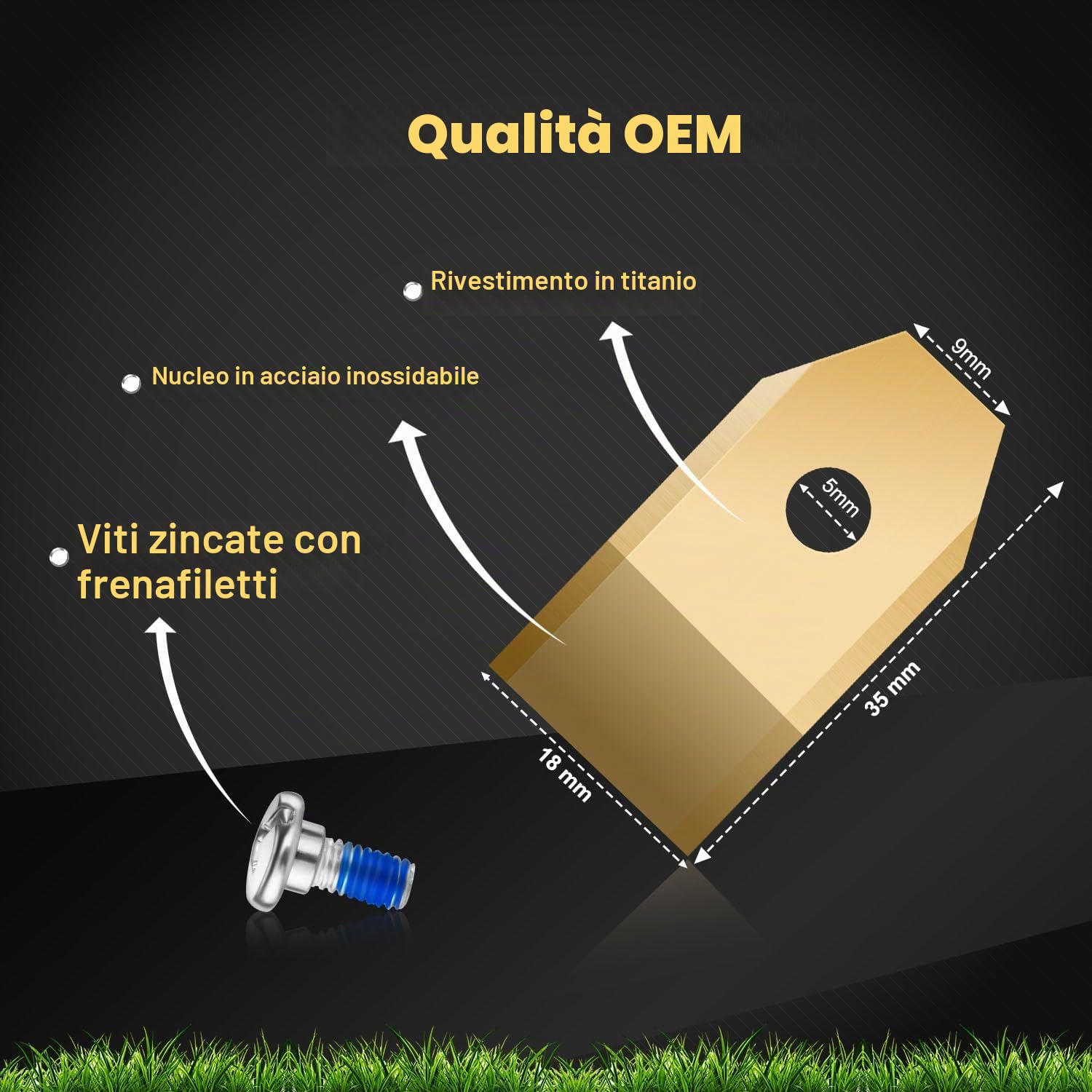 36 lame di ricambio compatibili con tutte le lame Navimow serie i105E, i110E, H1500E, H3000E-VF, X315E, X390E, viti con fissaggio filettato