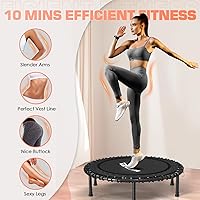 Vista 4 de BCAN 450LBS/550LBS Foldable Mini Trampoline, 40"/48" Adult Fitness Trampoline with Durable Bungees, Stable & Quiet Exercise Rebounder,Great Mini