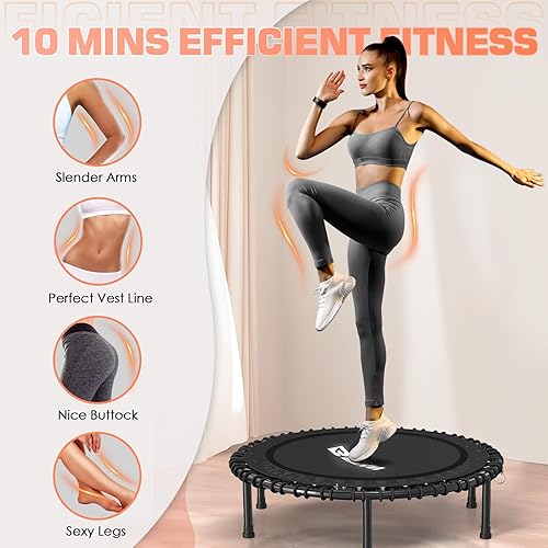Miniatura 4 de BCAN 450LBS/550LBS Foldable Mini Trampoline, 40"/48" Adult Fitness Trampoline with Durable Bungees, Stable & Quiet Exercise Rebounder,Great Mini