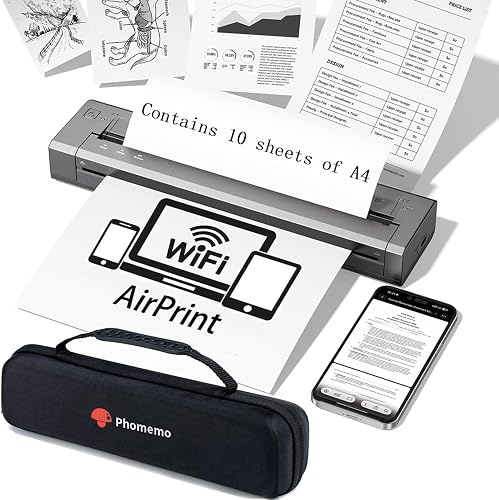 Imprimante Thermique Portable AirPrint Wi-FI A4 100 mm/s Phomemo