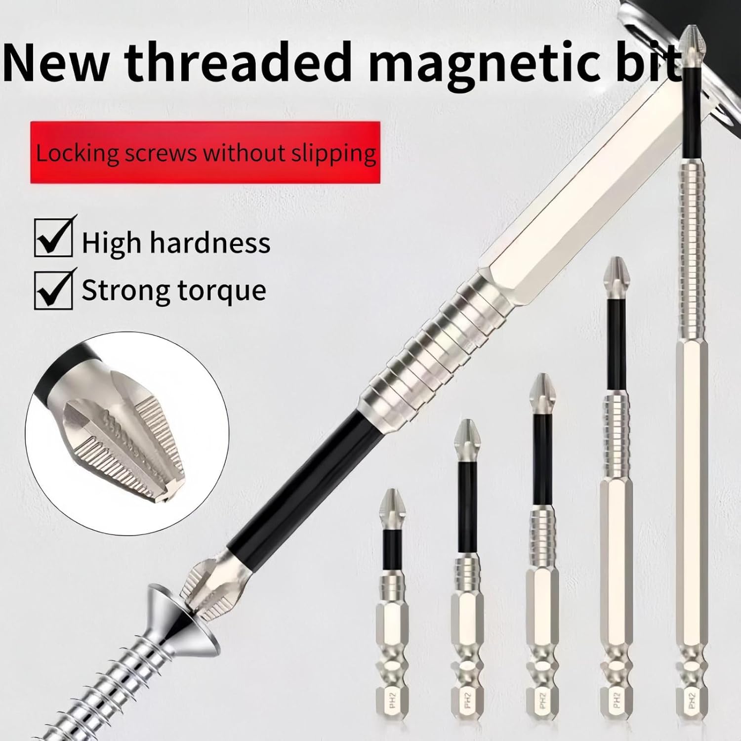Strong Magnetic Durability Screwdriver Drill Bit Set - High-Magnetic Anti-Slip Magnetic Electric Screwdriver Drill Bit Set with 25mm ，50mm, 65mm, 70mm, 90mm, 150mm (6 pcs)