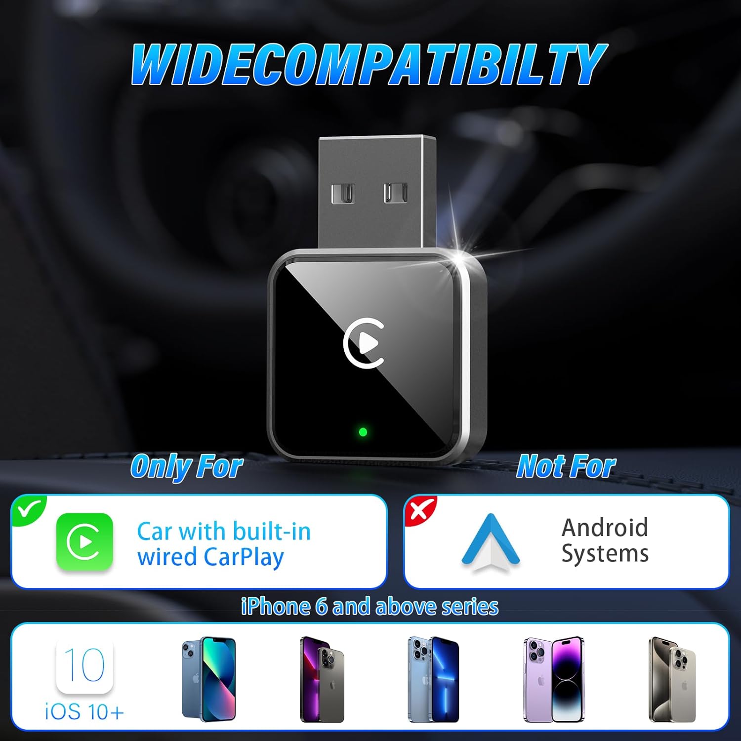 Wireless CarPlay Adapter for Apple iPhone, Converts Wired to CarPlay Wireless Adapter, Plug & Play, Easy Use, Fast Stable Connection, for Apple iPhone iOS 10+ and Cars - Image 7