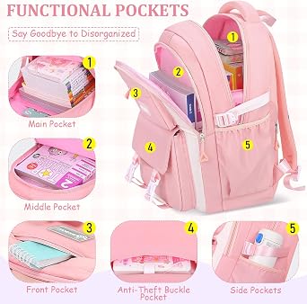 Kids Backpacks for Girls - Cute Girls Backpack for Elementary, Middle and High School Students - 18 School Bookbag