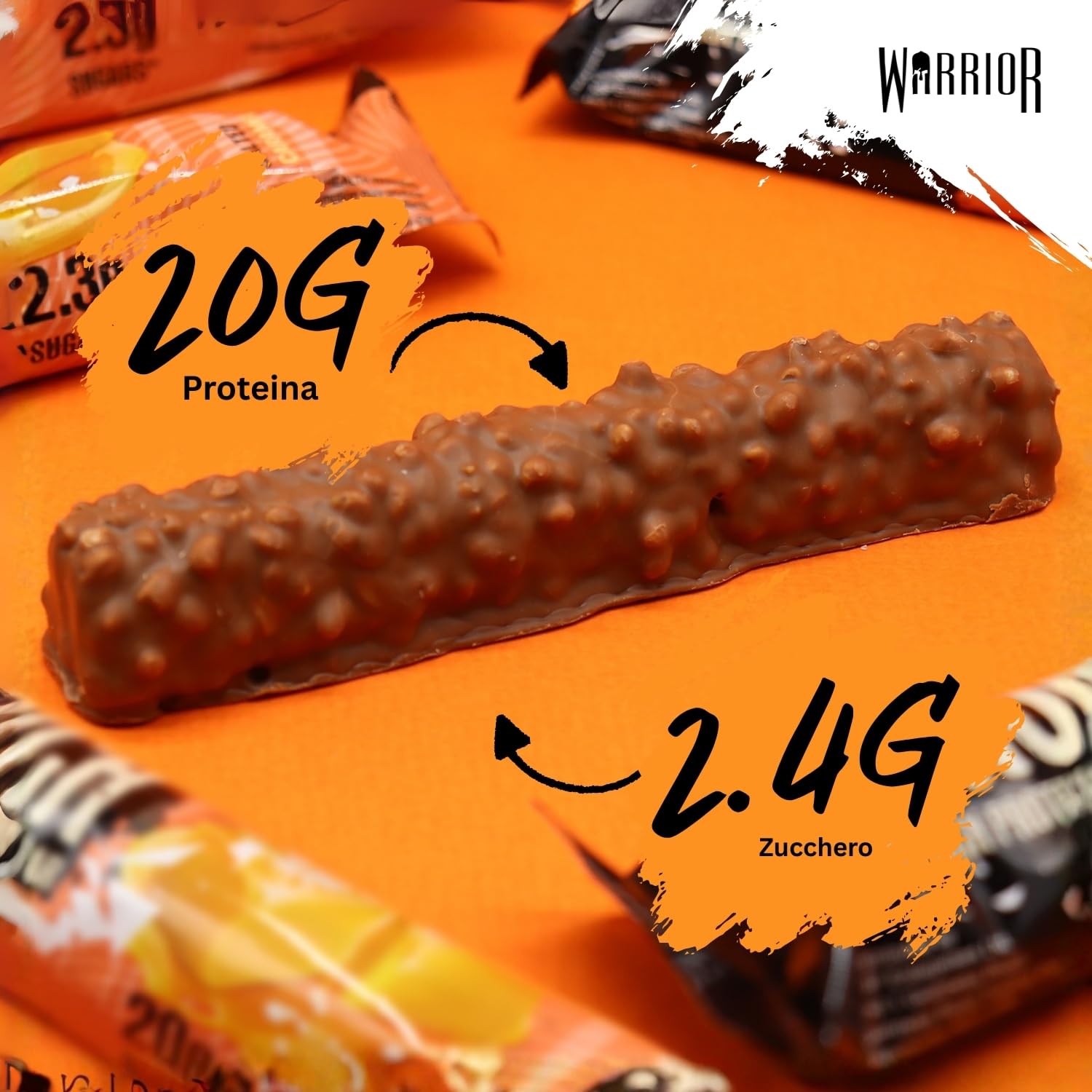 Warrior Crunch Barrette Proteiche – Proteine Alte, Zuccheri e Carboidrati Bassi – Snack Energetico per Palestra e Recupero Muscolare (Caramello salato)