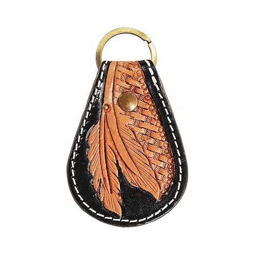 Merbaa Cowhide hand tooled leather key chain keyring