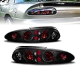 AmeriLite Black Smoke Replacement Brake Taillights Set For Chevy Camaro - Passenger and Driver Side