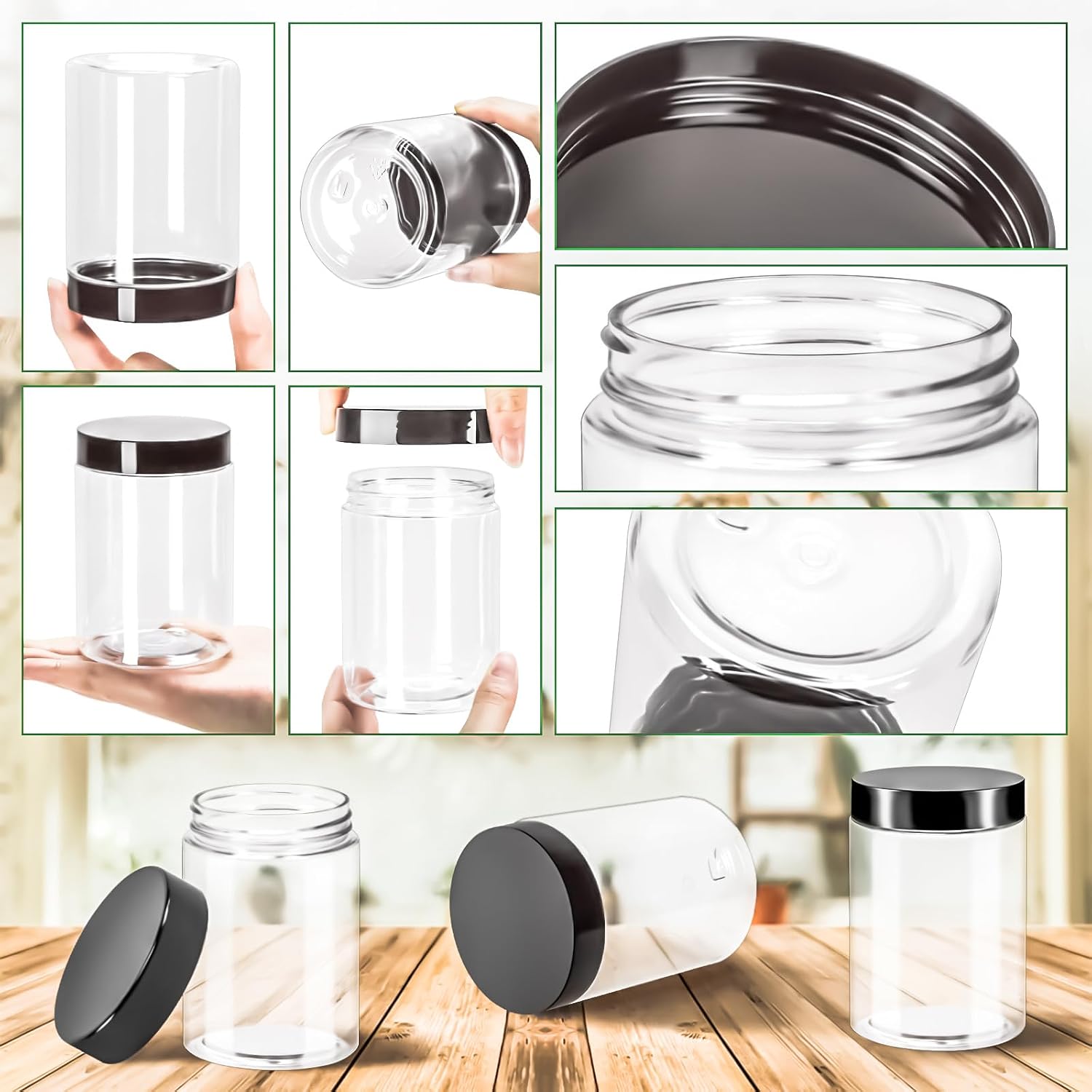 6 Pack 10oz Plastic Jars Round Clear Containers with Lids, 300ml Empty Small Cosmetic Jars Makeup Containers, 10ounce Slime Jar Travel Cosmetic Container for Makeup Lotion Cream Travel Storage image 3