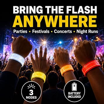 Brightz LED Slap Bracelet Armbands, Light Up Glow Bracelets, 8-Pack