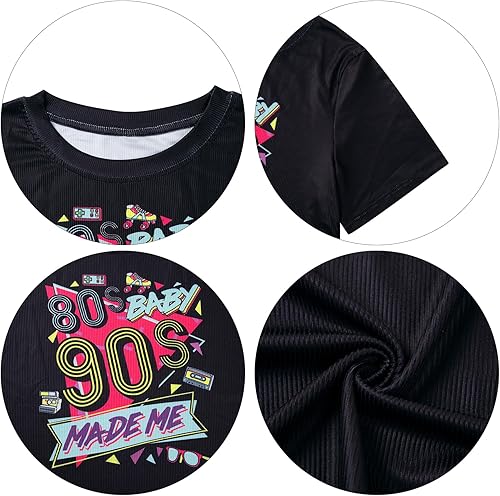 Miniatura 6 de FLOYU Vestido de verano de manga corta para mujer, vestido camisero de los años 90, vestidos de los años 90, vestido neón hasta la rodilla