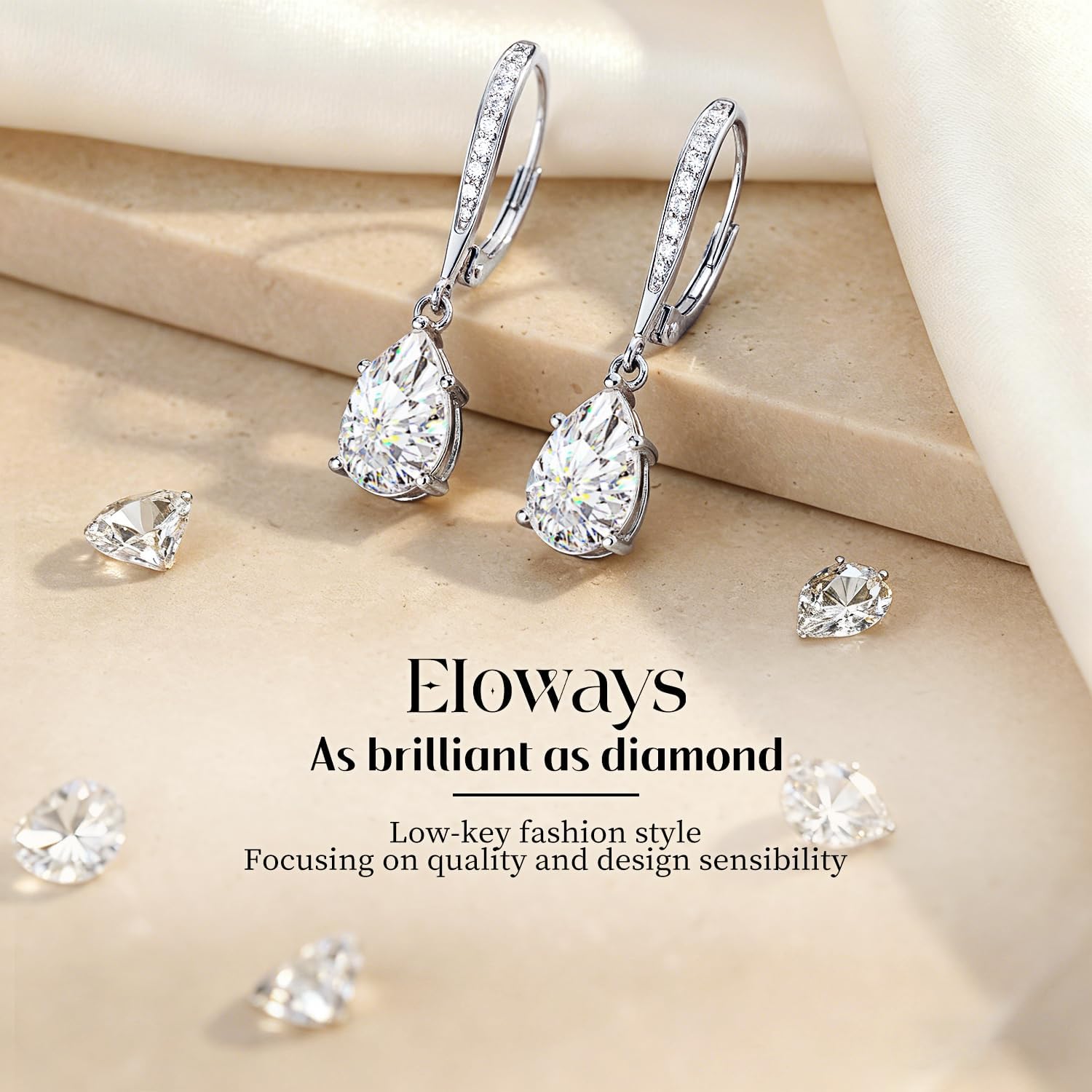 Moissanite Drop Earrings, 2.54Ct, D Color, VVS1 Leverback Earrings, 925 Sterling Silver Dangle Drop Earrings for Women Hypoallergenic, Women's Jewelry Mother's Day Gift - Image 5