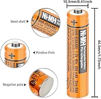 Vista 7 de OSIM 4Pack HHR-65AAABU NI-MH AAA Rechargeable Batteries 1.2V 630mah AAA NiMH Batteries for Panasonic Cordless Phones, Remote Controls, Electronics