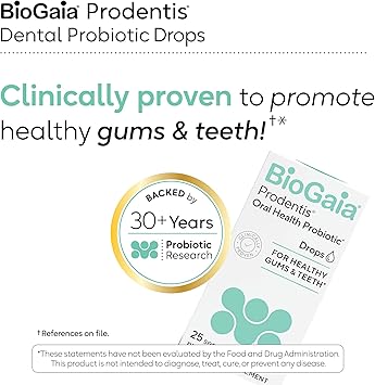BioGaia Prodentis | Dental Probiotic Drops | Promotes Healthy Gums & Teeth | Defends Against Dental Problems | Replenishes Oral Microbiome | Improves Oral Health | Unflavored | 25 Day Supply