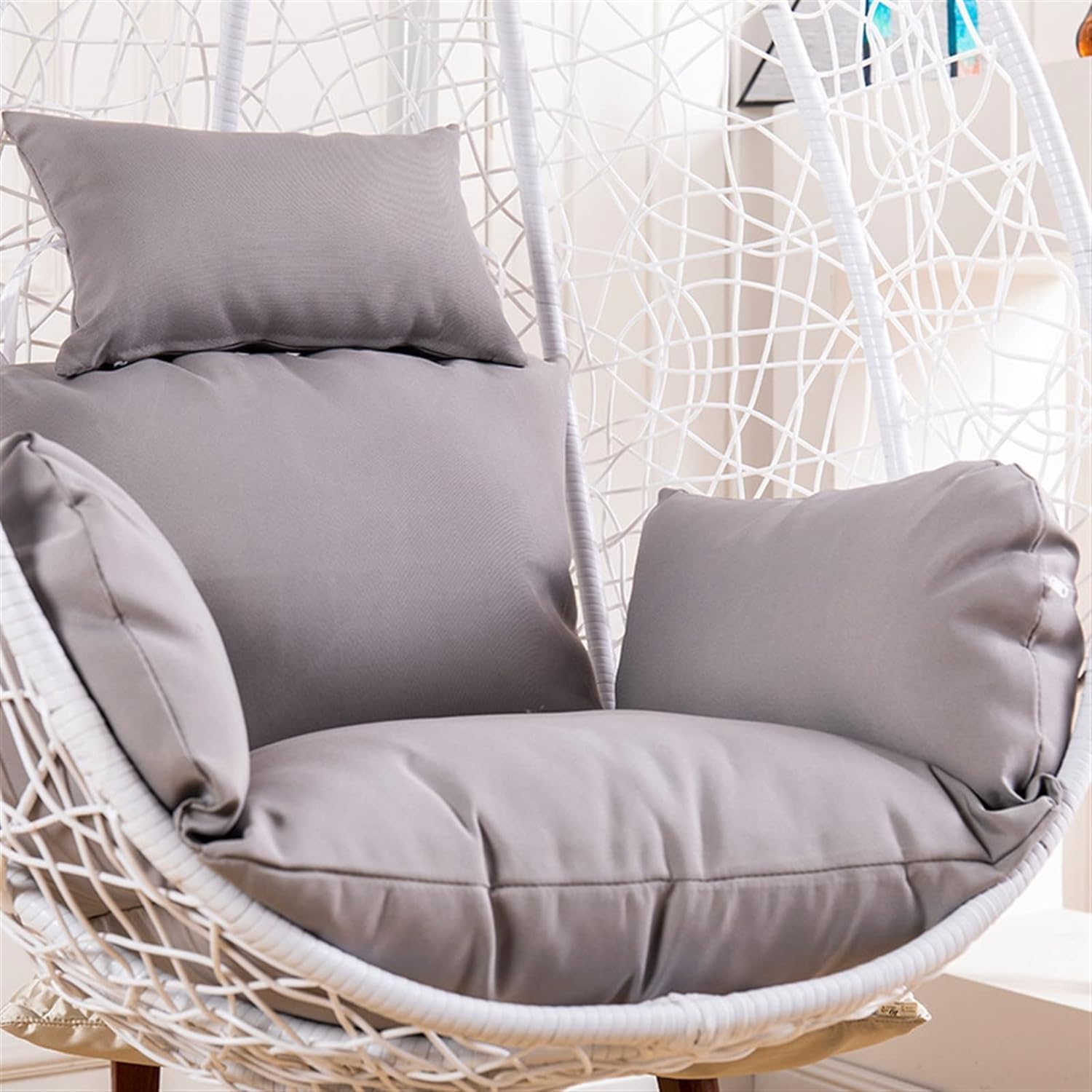 Earnmore Egg Chair Replacement Cushion,Waterproof Sun-Resistant Hanging Egg Chair Cushion for Garden Cushion-(Only Cover)