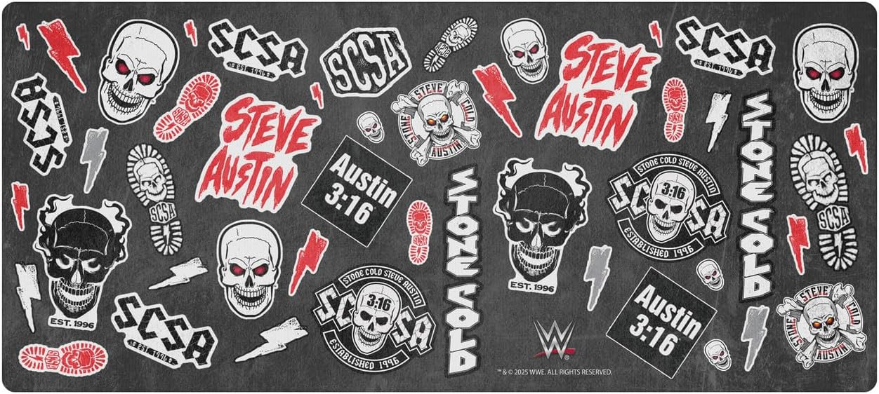 Head Case Designs Officially Licensed WWE Icons Stone Cold Steve Austin 37.4 x 15.75 x 0.16 inches (900 x 400 mm) - XL Gaming Office Desk PC Keyboard Mouse Mat Pad