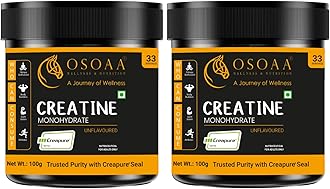 OSOAA 100% Creapure from Germany, Micronized Creatine Monohydrate Powder - 100g | 3g Creatine/Serving | Pre/Post Workout Supplement for Muscle Repair & Recovery | Athletic Performance| (Pack of 2)
